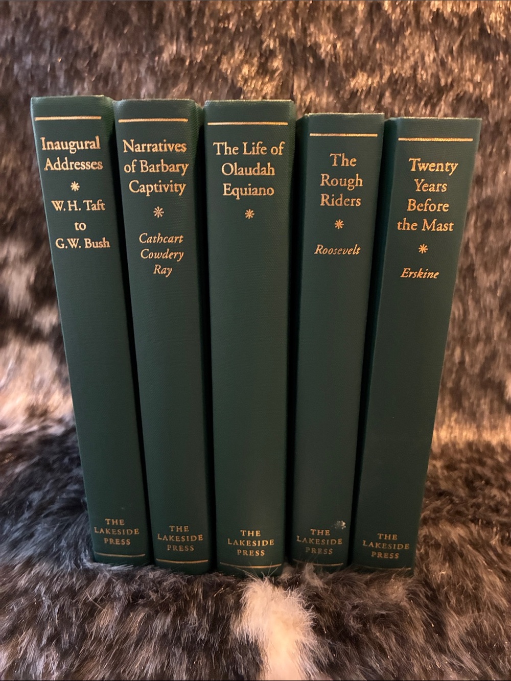 Lakeside Classics Book Set 📚 Green Decor Books , Historical Reprints, Set Of 5